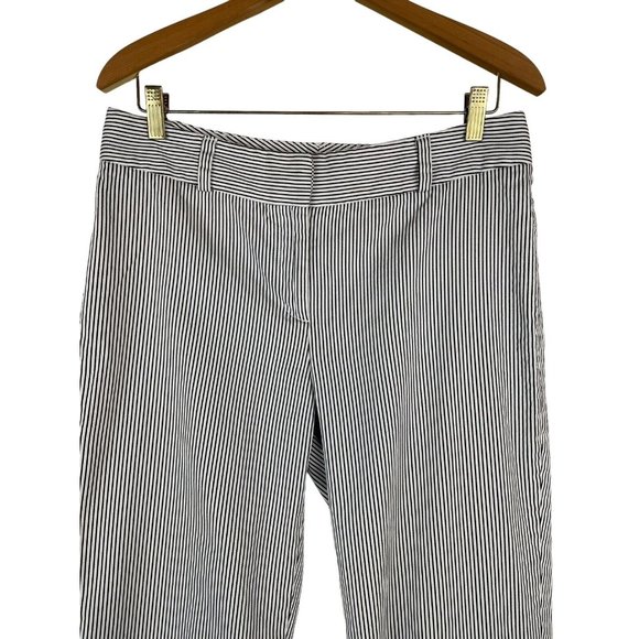 Talbots Signature Ankle Pant Women Size 8 Striped Black Cream Mid Rise Stretch - Picture 2 of 10